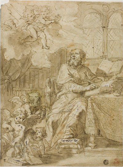 Padre de la Iglesia Escribiendo en su Estudio de Unknown artist
