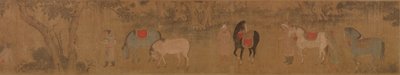 Figuras y Caballos en Paisaje de Unknown artist