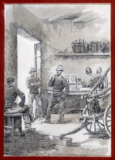 Bomberos en un cuartel: puesto de la ciudad - n.d de Unknown artist