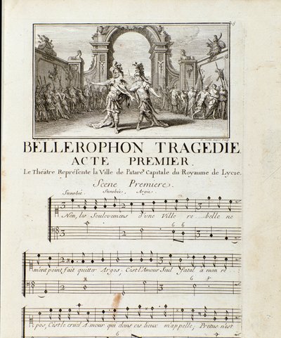 Primer acto de “Bellerophon”. Tragedia lírica en cinco actos con un prólogo de Jean Baptiste Lully (1632-1687). 1714. de Unknown artist