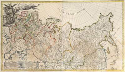 Primer Mapa General del Imperio Ruso - Maestro anónimo - 1745 - Grabado en cobre, acuarela - Academia de Ciencias, San Petersburgo de Unknown artist