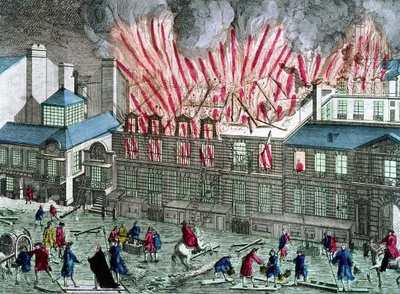 Primer incendio de la Ópera del Palais Royal el 6 de abril de Unknown artist