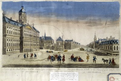 Primeras bombas de incendio frente al Ayuntamiento de Ámsterdam - Vista óptica de Unknown artist