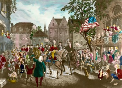 Primera de la Guerra de Independencia de Estados Unidos: entrada triunfal de George Washington (1732-1799) en Nueva York tras la derrota inglesa de Unknown artist