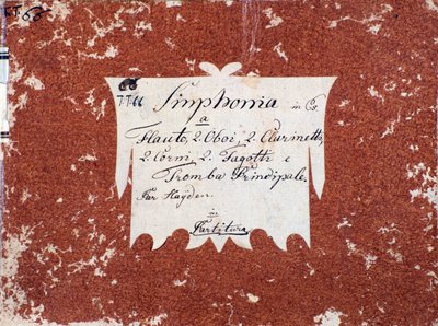 Primera página de la partitura musical de la Sinfonía 66 en Si bemol mayor de J. Haydn de Unknown artist