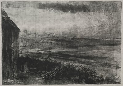 Cabaña de pescador con techo de paja de Unknown artist