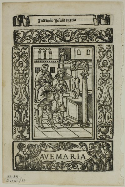 Huida a Egipto del Rosario de la V. María por Castellanus, lámina 89 de Xilografías de libros del siglo XVI de Unknown artist