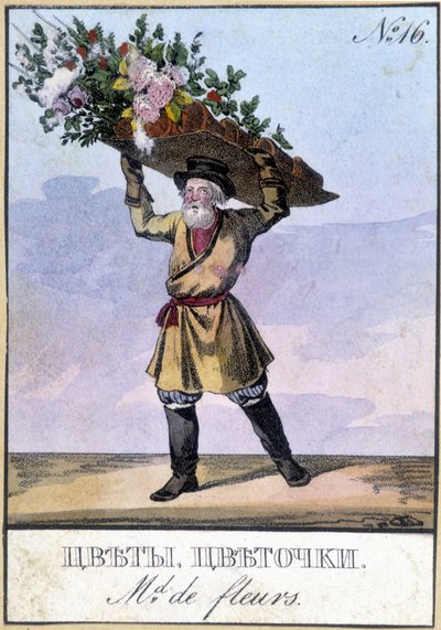 Vendedor de flores en Rusia en el siglo XIX de Unknown artist