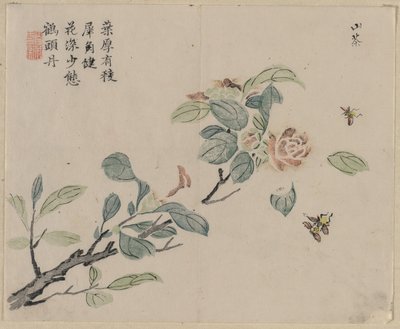 Rama floreciente con abejas de Unknown artist