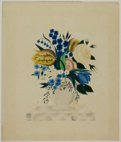 Flores en un jarrón de mármol de Unknown artist