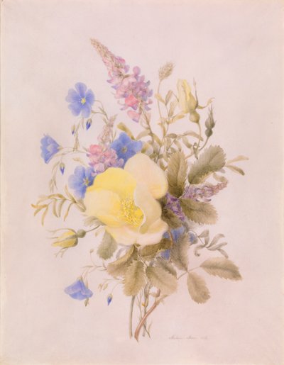 Flores con rosa amarilla de Unknown artist