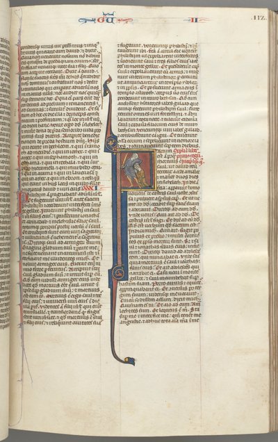 Fol. 112r, Reyes II, F inicial historiada, la decapitación del amalecita de Unknown artist