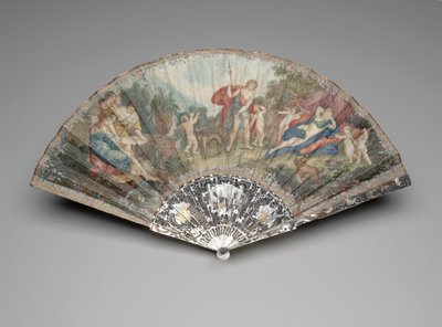 Abanico plegable con "Adonis llevado por Cupidos a Venus," después de Francesco Albani de Unknown artist