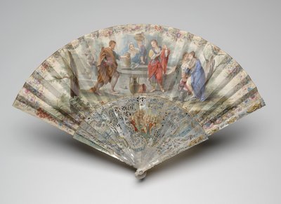 Abanico Plegable con Rebeca y Eliezer en el pozo, c.1740s de Unknown artist