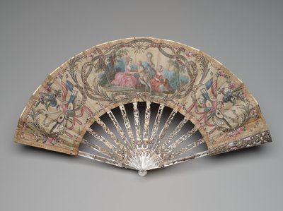 Abanico Plegable con una escena de cortejo y trofeos musicales, c.1770s-80s de Unknown artist
