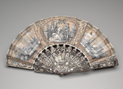 Abanico plegable con escenas en grisalla, c.1780s de Unknown artist