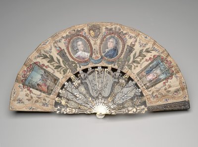 Abanico plegable con medallones de retrato de María Antonieta y Luis XVI, después de 1786 de Unknown artist