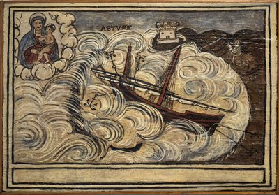 Exvoto marinero, ofrenda popular como muestra de devoción y gratitud del marinero que sobrevive a los peligros del mar, procedente de la Iglesia del Carmine, Torre del Greco, cerca de Nápoles, siglo XIX Italia de Unknown artist