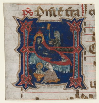 Fragmento de un Libro de Coro con Inicial Historiada (H): Nacimiento de la Virgen de Unknown artist
