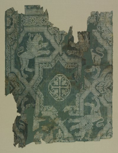 Fragmento con patrón de estrellas y grifos de Unknown artist