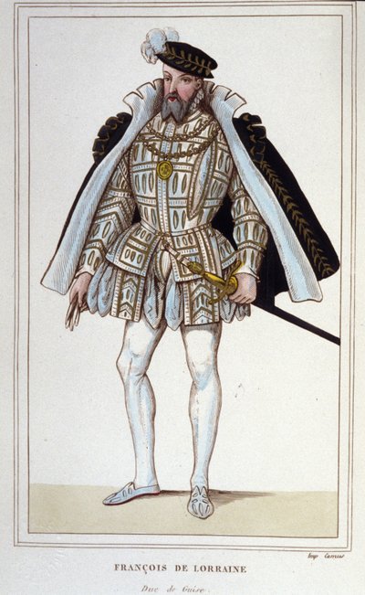 Francisco de Lorena (1519-1563). Duque de Aumale, luego 2º Duque de Guisa. Teniente General de Francia. Grabado de 1830. de Unknown artist