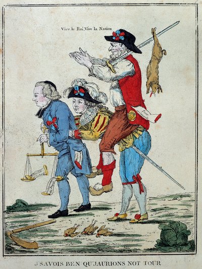 Revolución Francesa: “Sabía que tendríamos nuestro turno”. Caricatura que representa al Tercer Estado sobre la espalda de los dos órdenes (clero y nobleza). Grabado del siglo XVIII. París, Museo Carnavalet de Unknown artist