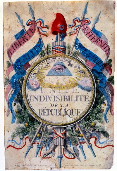 Revolución Francesa: Libertad, igualdad, fraternidad o muerte. Unidad indivisibilidad de la república de Unknown artist