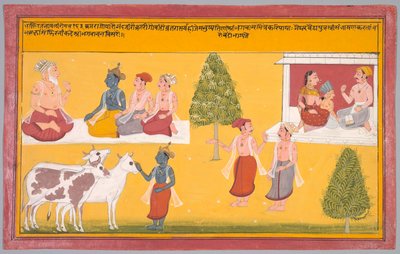Friends of Krishna, folio 163 from a Bhakti Ratnavali of Vishnu Puri de Unknown artist