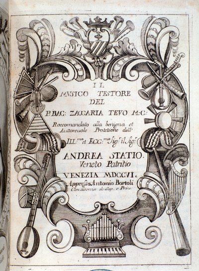 Frontispicio de Il musico testore por Zaccaria Tevo de Unknown artist