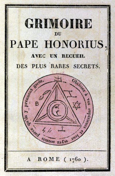 Frontispicio del grimorio del Papa Honorio usado para invocar demonios. de Unknown artist