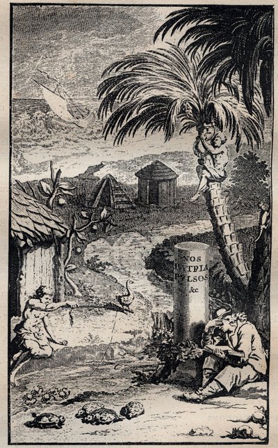 Frontispicio del libro “Viajes y aventuras de François Leguat y de sus compañeros en dos islas desiertas de las Indias Orientales” de François Leguat (1637-1735) explorador francés - 1708 de Unknown artist