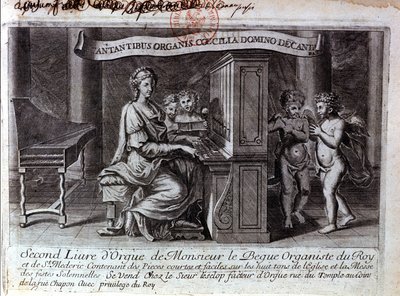 Frontispicio del segundo libro de órgano de Mr. Nicolas Lebègue. Compositor francés 1631 a 1702. Organista al servicio de Luis XIV. París BNF. de Unknown artist