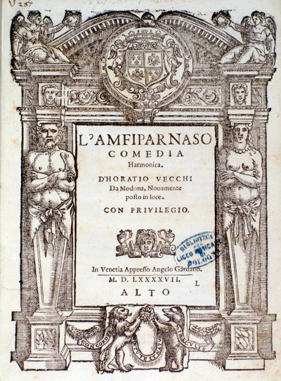 Portada de la comedia madrigal Amfiparnaso por Orazio Vecchi de Unknown artist