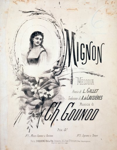 Frontispicio de Mignon, melodía de Charles Gounod de Unknown artist