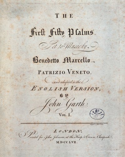 Frontispicio de los Cincuenta y un Salmos por Benedetto Marcello de Unknown artist