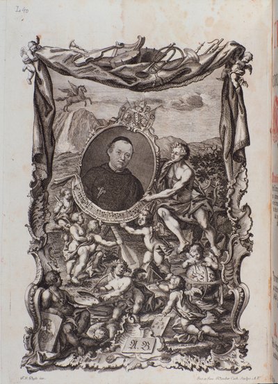 Frontispicio con retrato de Tractatus musicus de Meinrad Spiess de Unknown artist