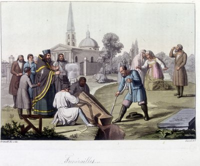 Funeral según el rito ortodoxo en Rusia - en “El traje antiguo y moderno” de Unknown artist