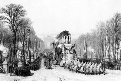Funeral del Emperador Napoleón Bonaparte. Retorno de las cenizas del Emperador Napoleón I en los Campos Elíseos, París de Unknown artist