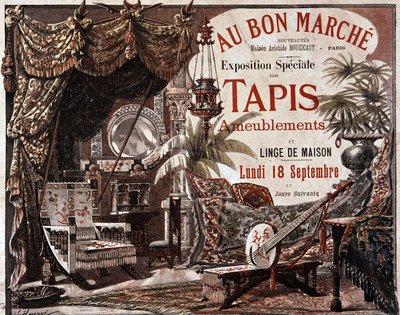 Muebles y alfombras - anuncio de la tienda Le bon marché, finales del siglo XIX de Unknown artist