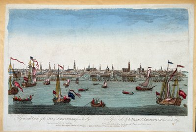 Vista general de Ámsterdam tomada desde el mar, siglo XVIII (grabado) de Unknown artist