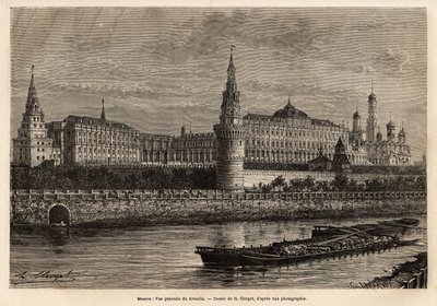 Vista general del Kremlin, el centro geográfico de Moscú y el centro político de Rusia. Grabado para ilustrar La Rus de Unknown artist