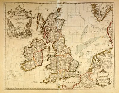 Mapa geográfico que representa Inglaterra e Irlanda. Atlas de G. Delysle de Unknown artist