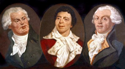 Georges Jacques Danton, Jean Paul Marat y Maximilien de Robespierre, tres figuras principales de la Revolución Francesa de Unknown artist
