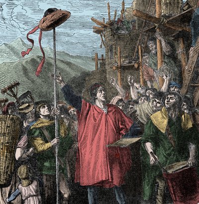El sombrero de Gesler - El alguacil Hermann Gessler erige un poste en Altdorf y cuelga su sombrero en él, obligando a los habitantes a inclinarse frente a él. Guillermo Tell de Unknown artist