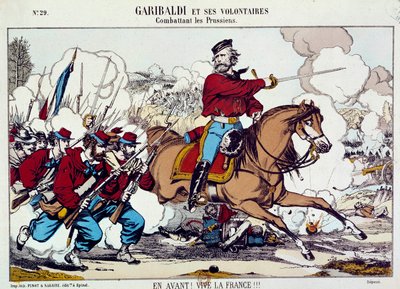 Giuseppe Garibaldi (1807-1882) luchando con sus voluntarios contra los prusianos. 