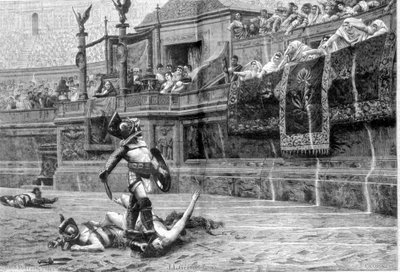 Batalla de gladiadores en tiempos romanos después de la pintura de J L Gerome de Unknown artist