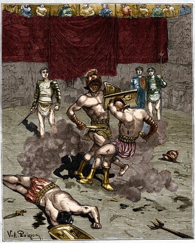 Lucha de Gladiadores. Grabado del siglo XIX. de Unknown artist