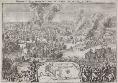 Gloriosa expedición de ingleses y holandeses a Vigos (Victoria del almirante Rooke frente a Vigo, 12 de octubre de 1702) de Unknown artist