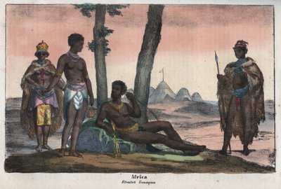 Hotentotes Gonqui del Cabo - grabado de 