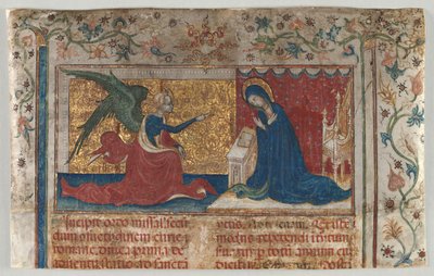 Half Leaf from a Missal: The Annunciation de Unknown artist